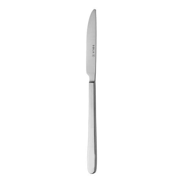 A Sola stainless steel knife with a silver handle.
