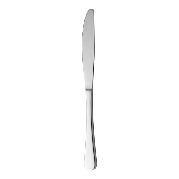 A RAK Youngstown Kampton stainless steel dessert knife with a silver handle on a white background.