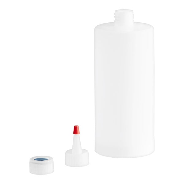 Choice 21 oz. White Reusable PE Bottle for Sauce Gun / Dispenser - 9/Case