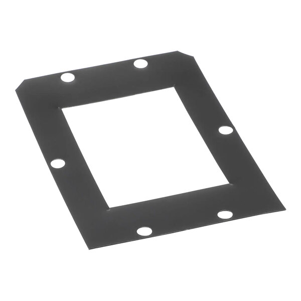 A black rectangular gasket with holes.