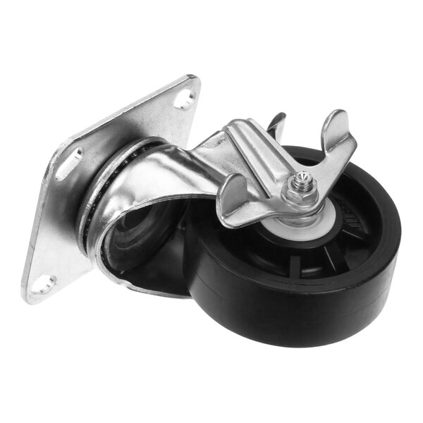 A Henny Penny 4" swivel caster with a metal wheel and rubber wheels.