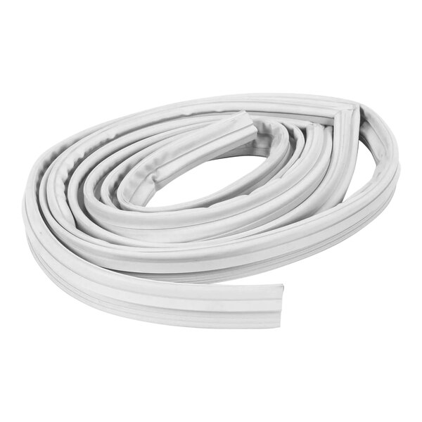 A roll of white rubber gasket with a white fabric.