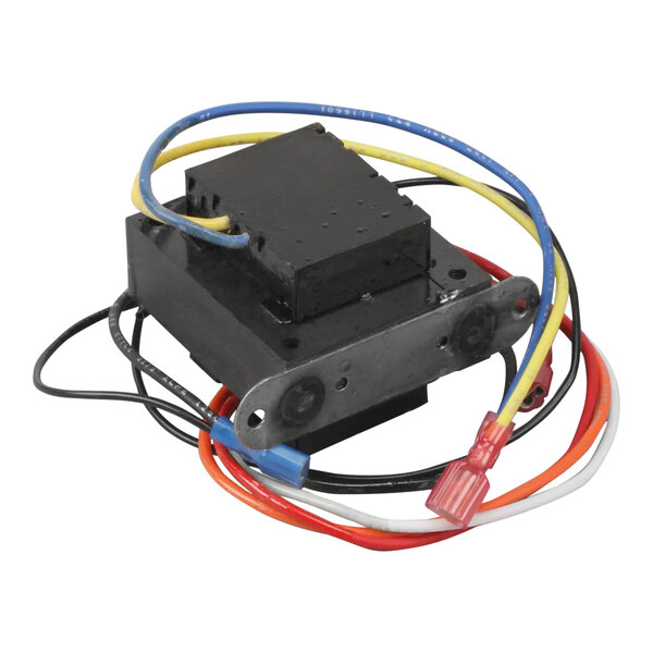 A black AccuTemp transformer with colorful wires.