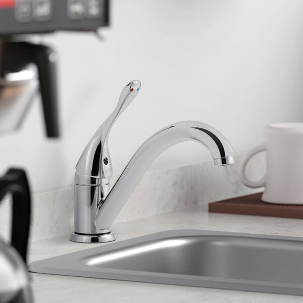 Delta Faucet 101LF-HDF Deck-Mount Single Handle Kitchen Faucet with Vandal-Resistant Outlet and Diamond Seal Valve
