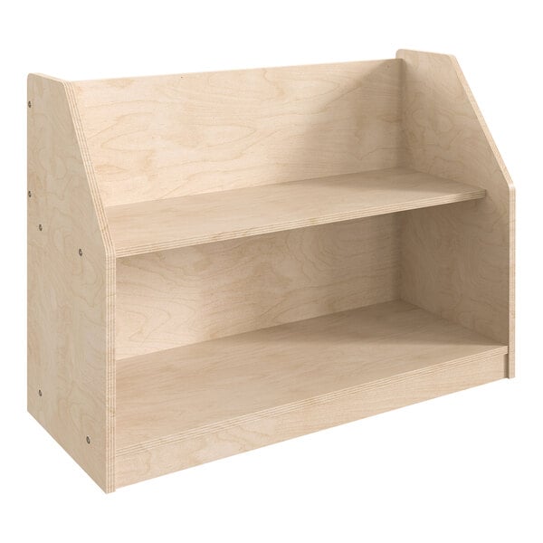 A Flash Furniture wooden 2-shelf display unit with angled side panels.