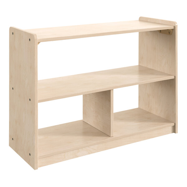 A Flash Furniture wooden open storage unit with 1 shelf and 2 storage compartments.