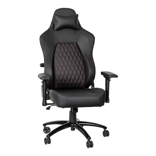 Flash Furniture Falcon Black / Red LeatherSoft High-Back Adjustable Gaming Chair with 4D Armrests and Headrest Pillow