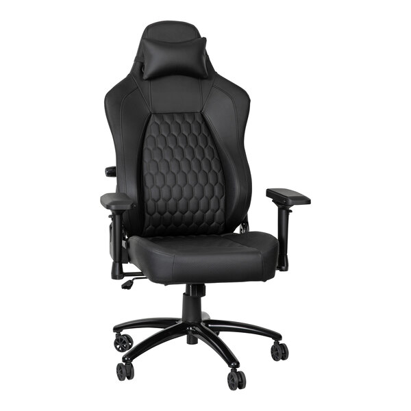 Flash Furniture Falcon Black LeatherSoft High-Back Adjustable Gaming Chair with 4D Armrests and Headrest Pillow