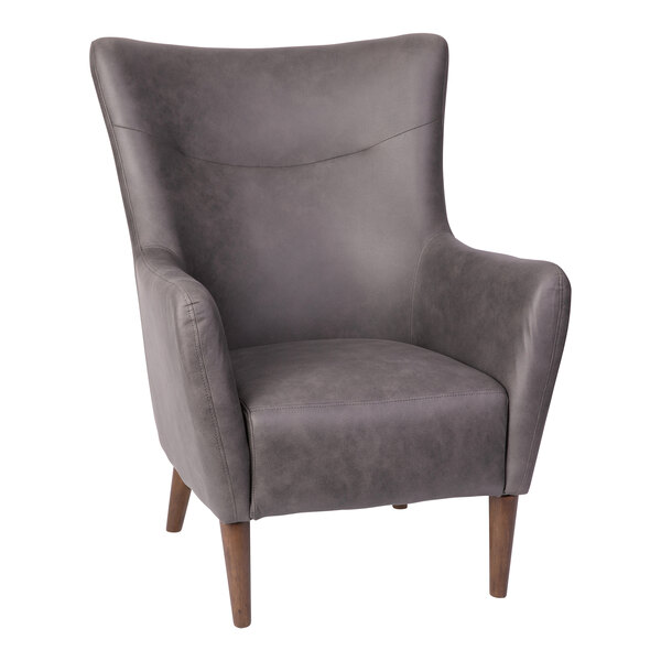Flash Furniture Connor Dark Gray Modern Faux Leather Wingback Accent Chair with Wooden Legs and Frame