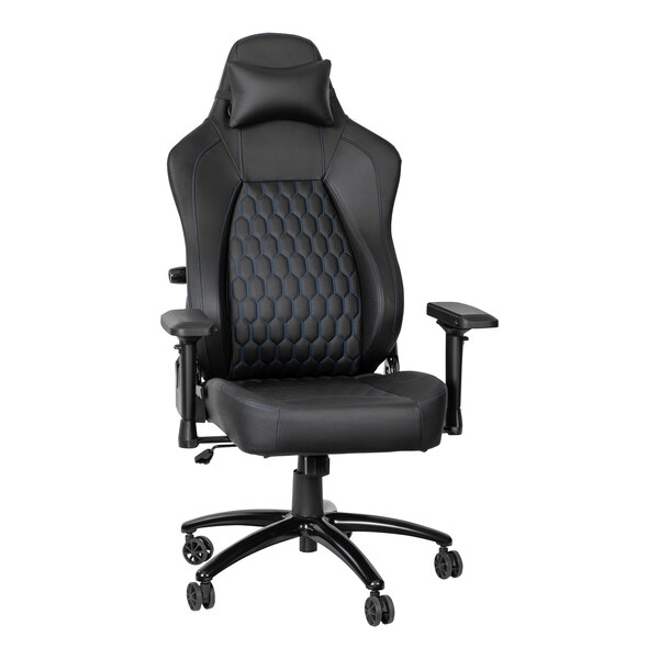 Flash Furniture Falcon Black / Blue LeatherSoft High-Back Adjustable Gaming Chair with 4D Armrests and Headrest Pillow