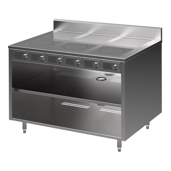 Spring USA BOH-3500-6 BOH Series 48" Slide-In Induction Cooking Cabinet with 6 Ranges - 208-240V; 21 kW
