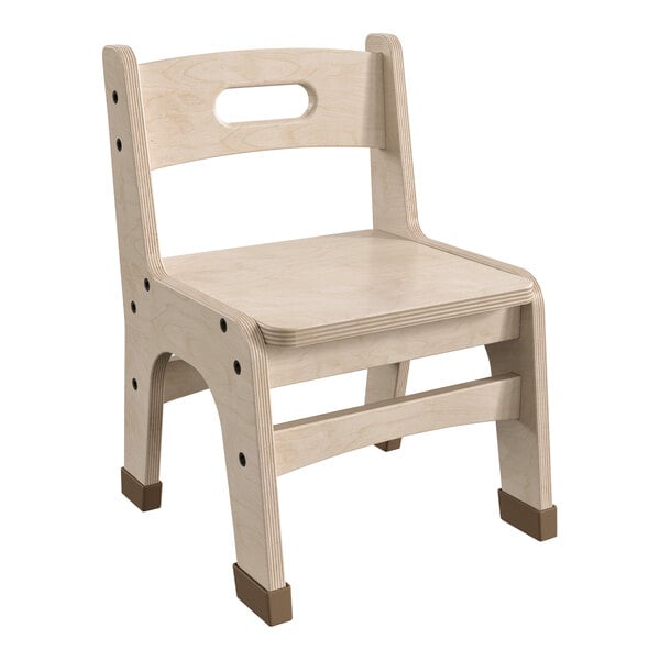 A Flash Furniture wooden classroom chair with a seat and back.