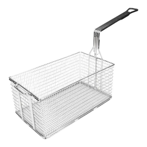 A Henny Penny half size wire fryer basket with a handle.