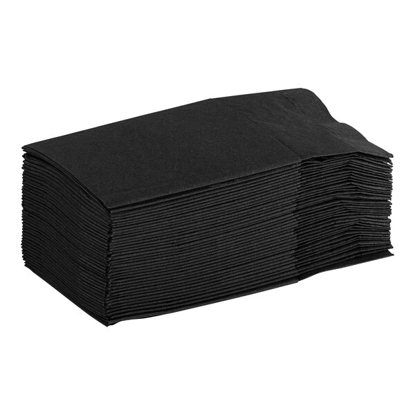 Hoffmaster Quickset 17" Square 2Ply Black Pocket Fold Dinner Napkin