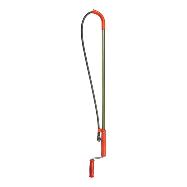 A red and black long handled General Pipe Cleaners Flexicore water closet auger.
