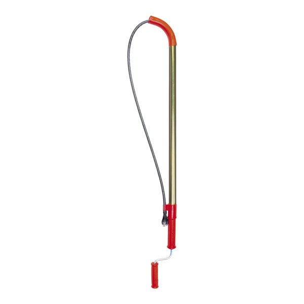 A red and silver General Pipe Cleaners Teletube Flexicore water closet auger handle.