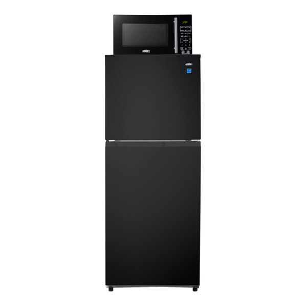 Summit Appliance MRF1087BA 10.1 Cu. Ft. Black Two Door Refrigerator / Freezer with Microwave - 115V