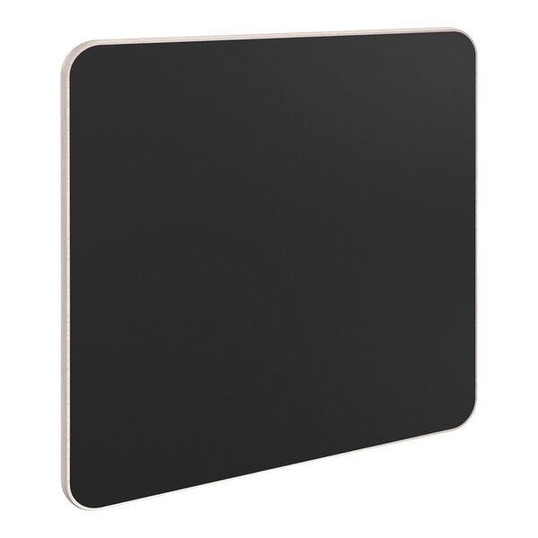 A black square wooden chalkboard with a white border.