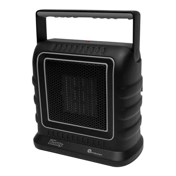A Mr. Heater Electric Buddy portable heater with a black handle.