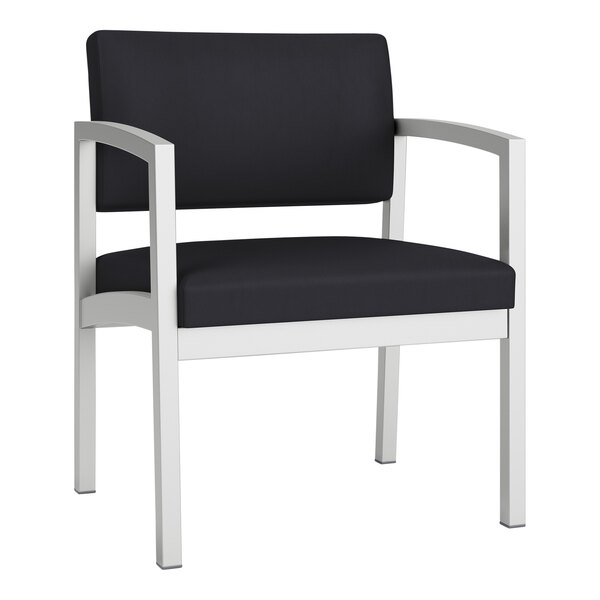 A black Lesro Lenox oversized guest arm chair with a white frame.