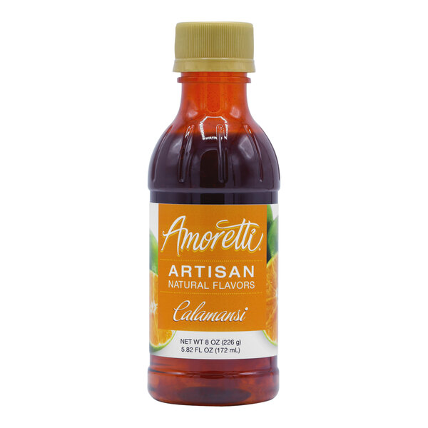 A bottle of Amoretti Calamansi Artisan Natural Flavor Paste with a label.