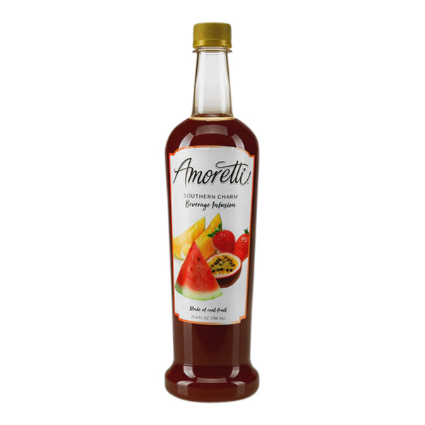 An Amoretti Southern Charm Beverage Infusion bottle on a white background.