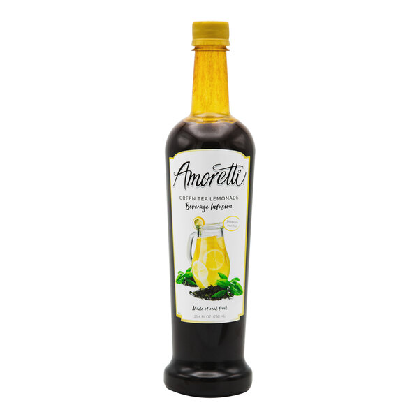 Amoretti Green Tea Lemonade Beverage Infusion bottle with a yellow cap.