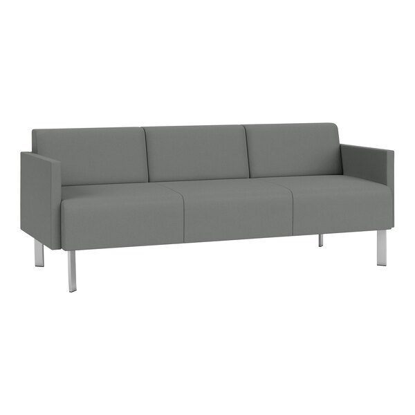 A gray Lesro Luxe Lounge sofa with steel legs.