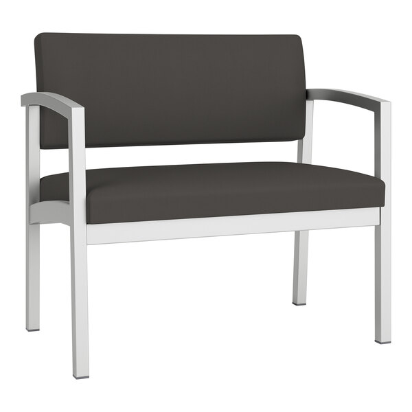 A black and gray Lesro Lenox bariatric guest chair with black vinyl seat.