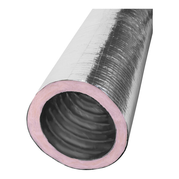 A roll of Thermaflex Class I R-6 insulated flexible air duct with foil on the outside.