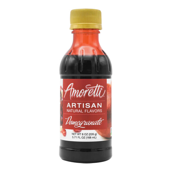 An Amoretti bottle of Pomegranate Artisan Natural Flavor Paste with a red label.