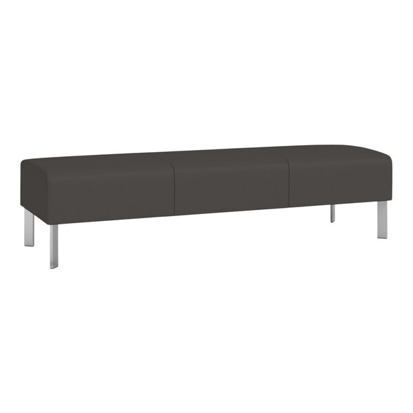 A black Lesro Luxe 3-seat bench with steel legs.