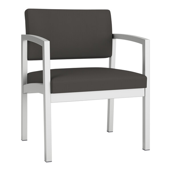 A black and gray Lesro Lenox oversized guest chair with chrome legs.