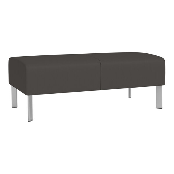 A black Lesro Luxe Lounge bench with steel legs.