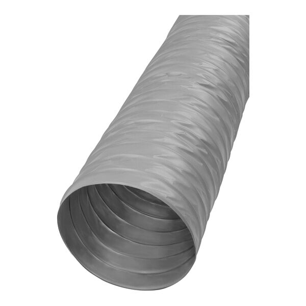 A close-up of a grey tube with silver lining.
