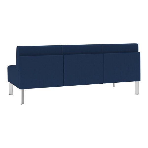 Lesro Luxe Lounge Series Patriot Plus Imperial Blue Vinyl 3Seat Sofa with Steel Legs