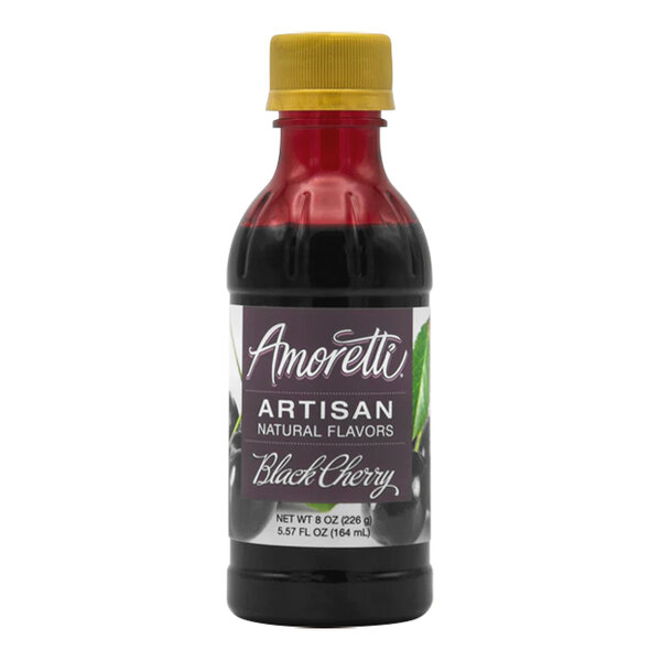 A bottle of Amoretti Black Cherry Artisan Natural Flavor Paste with a red lid.