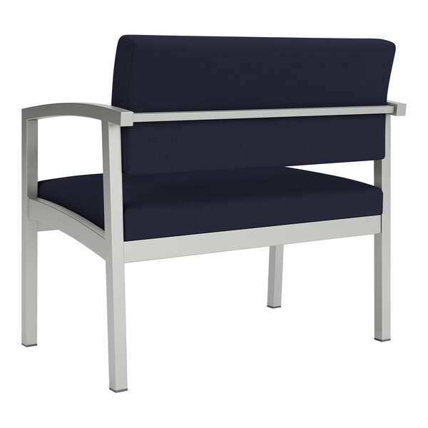 Lesro Lenox Steel Open House Navy Fabric Bariatric Guest Arm Chair