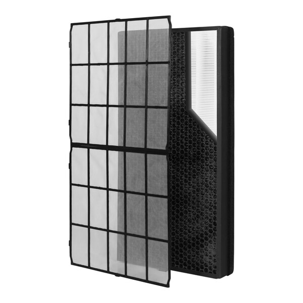 A black and white AeraMax air filter set.