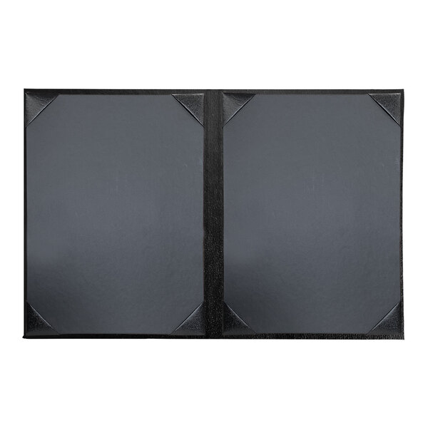 A black rectangular H. Risch, Inc. Oakmont menu cover with album style corners.