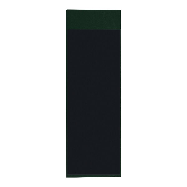 A black rectangular object with a green border.