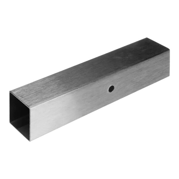 A rectangular metal tube with a hole in the middle.