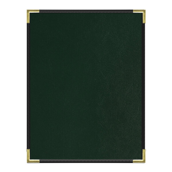 A green rectangular menu cover with a black border.