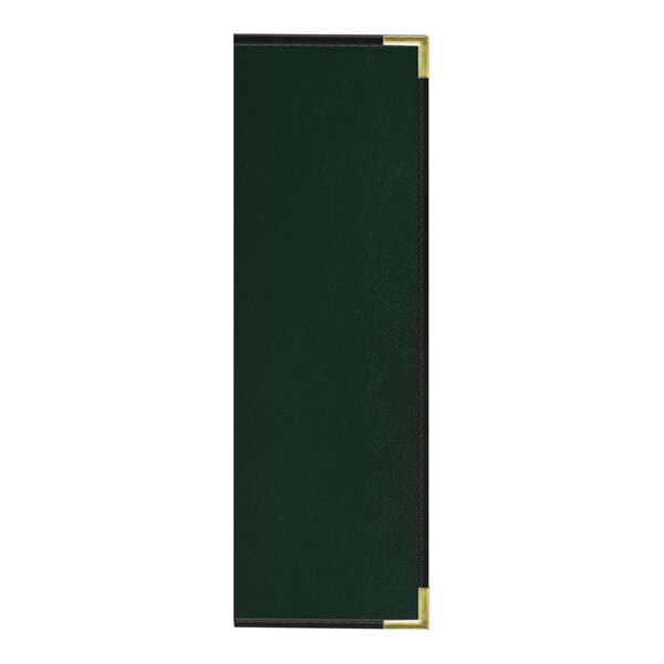 An oakmont green rectangular menu cover with black borders.