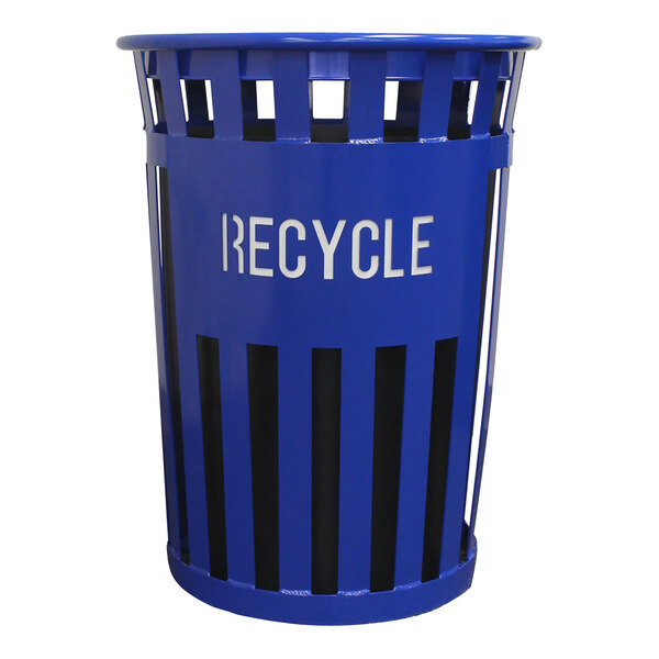 Witt Industries Oakley Eco M3601RE-FT-BL 36 Gallon Blue Outdoor Recycling Receptacle with Flat Top