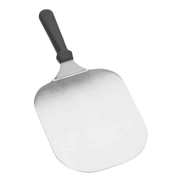 An American Metalcraft stainless steel mini pizza peel with a black handle.