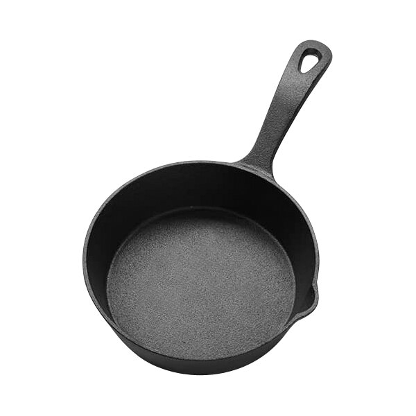 An American Metalcraft black cast iron skillet with a handle.