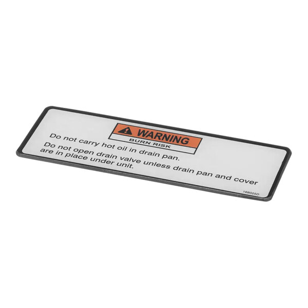 A rectangular black and white Henny Penny drain pan warning decal with the word "Danger" in black.