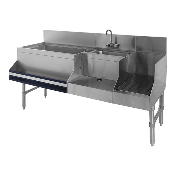 Advance Tabco PRU-19-48L-10 Prestige Series Stainless Steel Uni-Serv Speed Bar with 10-Circuit Cold Plate - 48" x 25" (Left Side Ice Bin)