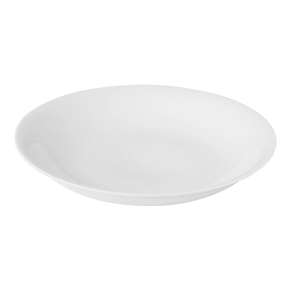 A Bon Chef bright white porcelain deep coupe plate on a white background.